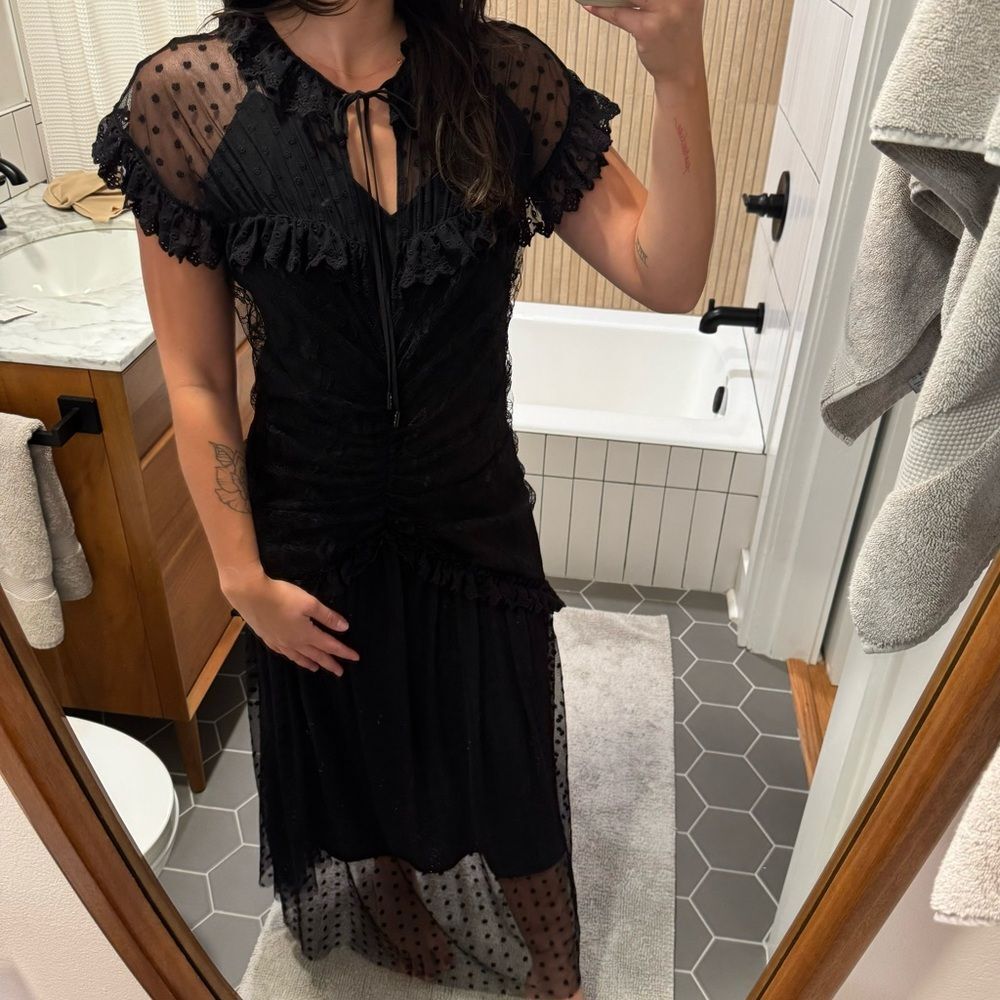 Alice McCall Black Lace Sheer Maxi Dress 8